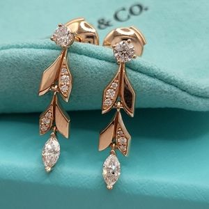 18k Tiffany & Co. Diamond Convertible Vine Drop Earrings Rose Gold